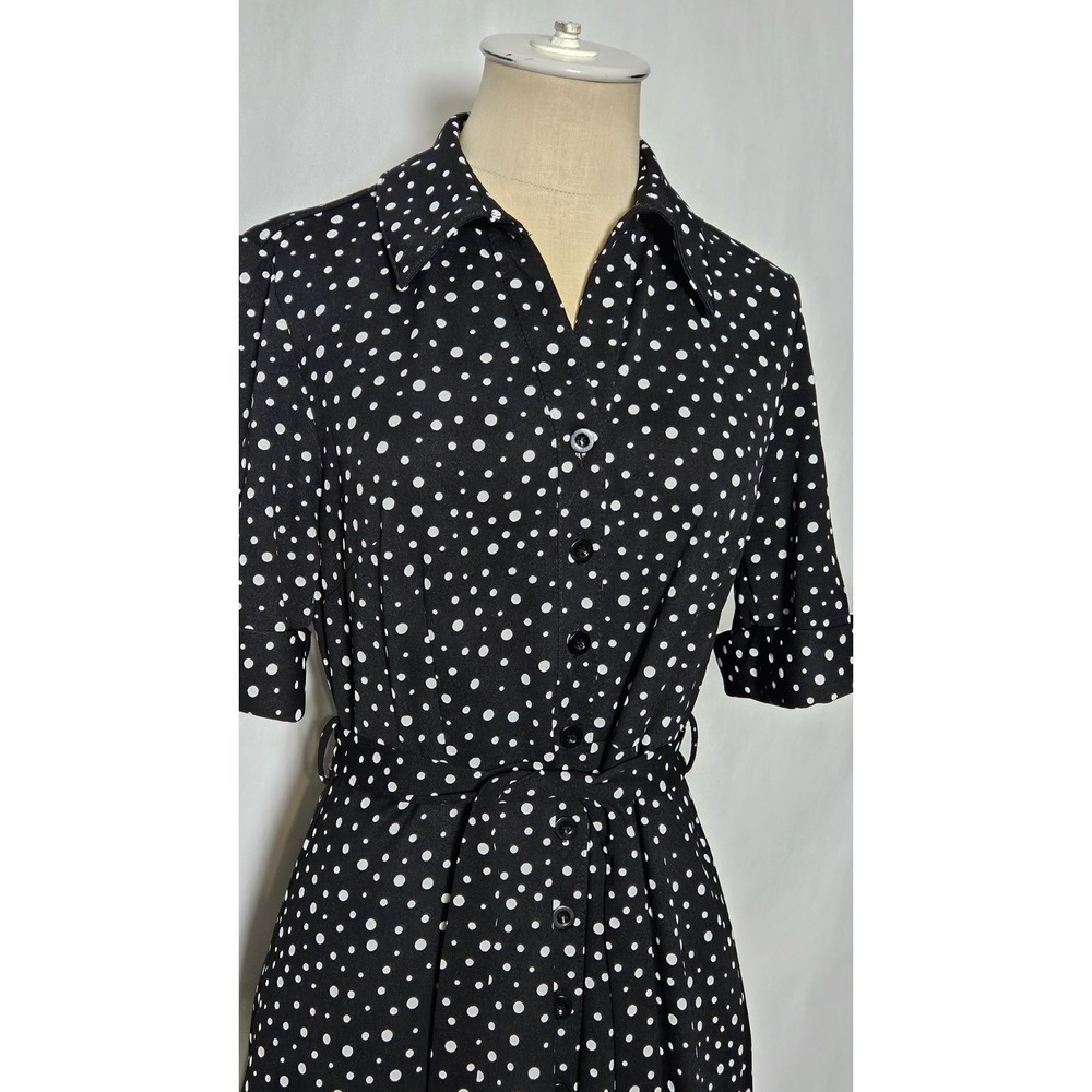 Shelby & Palmer Button Front Short Sleeve Polka-dot Belted Dress Size 6 - Picture 3 of 11